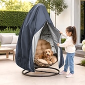 abordables Fundas para Muebles de Patio-Fundas para muebles de patio, fundas para sillas colgantes tipo huevo con cremallera, impermeables, resistentes a la intemperie, fundas para sillas de exterior, resistentes al viento, 190 x 114 cm, color negro, 1 unidad.