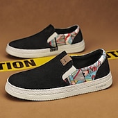 baratos Sapatos Casuais Slip-On-Alpargatas masculinas bege sem cadarço – mocassins casuais respiráveis, calçados leves de verão com estampa étnica para férias, praia, resorts e momentos de lazer.