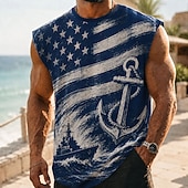  Heren 250e Jubileum Patriottische Amerikaanse Vlag 1776 2026 Mouwloos T-Shirt Crew Neck Zomerstraat Top