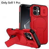 abordables Carcasas iPhone-teléfono Funda Para iPhone 17 Air 17 Pro Max 16 15 14 Pro Max Plus 13 Pro Max Mini Funda Trasera Con Magsafe con Soporte Magnética Soporte de carga inalámbrica Armadura ABS + PC