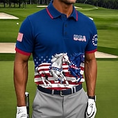  2026 250º Camisetas Polo Masculinas Americanas com a Bandeira dos EUA Camisas de Golfe Esportivas Manga Curta Camisas Polo Camisas com Gola Casual Athleisure Uso Diário Impressão em 3D Botões Malha