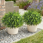 baratos Plantas e Folhagens Artificiais-12 ramos de plantas artificiais para decoração de primavera e verão, eucalipto falso de plástico resistente aos raios UV, com aparência realista, ideal para vasos em varandas, terraços, jardins e