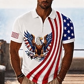 voordelige Onafhankelijkheidsdag-Heren 250ste Jubileum Patriottisch Amerikaanse Vlag 1776 2026 Kwartrits Polo Shirt Korte Mouwen Kraag Golf Casual Zomer Top