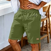 economico Vacanza-Per uomo Shorts Shorts di Lino Pantaloncini Estivi Shorts da Spiaggia Coulisse Elastico in vita Tasca con cerniera Semplice Tinta unita Comodità Morbido Corto Quotidiano Spiaggia Moda Chic &amp; Moderno
