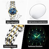 economico Orologi al quarzo-Orologio da donna Olevs, cinturino in acciaio inossidabile argentato, quadrante nero, numeri arabi, orologio analogico al quarzo con datario, impermeabile, orologio elegante da donna.