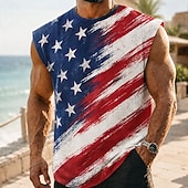  Men's 250th Anniversary Patriotic American Flag 1776 2026 Sleeveless T Shirt Crew Neck Summer Street Top
