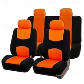 cheap Car Seat Covers-Universal Car Seat Covers Full Set, Breathable Cloth Automotive Seat Protectors with Sporty Two-Tone Design, Airbag Compatible Interior Accessories for Most Sedan, SUV, Truck, Van, 9PCS