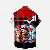 voordelige Vlag patroon-Canadadag Voor heren Esdoornblad Bever Nationale vlag Overhemd Zomer overhemd Overhemd met knopen Korte mouw Grappig Vaderlandslievend Buiten Feestdagen Zomer Lente Strijkijzer 3D-afdrukken shirts