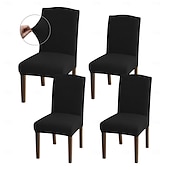 abordables Funda para silla de comedor-Fundas para sillas de comedor de 4/6 piezas, ajustables, elásticas y universales, tipo Parsons, con protectores de asiento extraíbles y lavables a máquina.