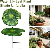 abordables piquets de jardin décoratifs-Ombrelle en forme de feuille de nénuphar, mini parasol imperméable en forme de feuille de nénuphar pour plantes en pot d'extérieur, 21 cm (8,27 pouces), protection pour pots de fleurs