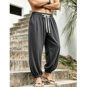 economico pantaloni casual-Per uomo Joggers Pantaloni Pantaloni casual Pantaloni a Nido d'Ape Coulisse Tasca Elastico in vita Tinta unica Asciugatura Rapida Leggero Quotidiano All'aperto Vacanza Vacanza Elegante Nero Bianco
