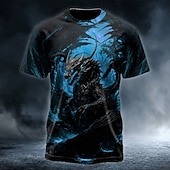  男性用 ドラゴン Tシャツ 半袖 Tシャツ 3Dプリント クルーネック シャツ ゴシック 暗い ストリート ダークパーティー ブルー ルビーレッド パープル オールシーズン 衣類 S M L XL XXL XXXL