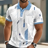 abordables Polo géométrique pour homme-Homme Géométrique Polo Manche Courte Polos Chemises à Col Occasionnel Extérieur Athleisure Tenue quotidienne Impression 3D Boutons Printemps &amp; Été Bleu bleu marine Vert