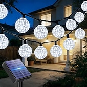 cheap Solar Outdoor Lights-Solar Powered Garden Fairy String Lights Iron Moroccan Ball Fairy Lights 12m 100LEDs for Home Yard Balcony Porch Trees Outdoor Party Decoration