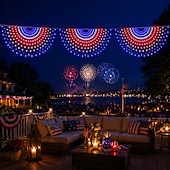  Luci decorative a forma di bandiera americana per il 250° anniversario degli Stati Uniti e il 4 luglio – luci a stringa a semivento super luminose, impermeabili IP44 per interni &all'aperto, festività