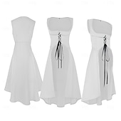 voordelige Jurk-Retro vintage Middeleeuws Renaissance Tot de enkel Jurken Lijfje Mouwloos Boers Veters Kostuum Dames Fantasie Halloween Carnaval Renaissance beurs LARP Volwassenen Kleding