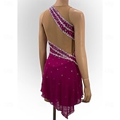cheap Figure Skating Dresses-Figure Skating Dress Women's Ice Skating Dress Rose Red Patchwork Asymmetric Hem High Elasticity Training Competition Skating Wear Classic Crystal / Rhinestone Sleeveless Ice Skating Figure Skating