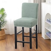 cheap Dining Chair Cover-Stretch Polar Fleece Short Back Chair Cover - Elastic Bar Stool Slipcover for Counter Height Chairs, Soft Washable Dust-Proof Seat Protector
