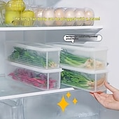 cheap Storage &amp; Organization-1/2/4 Pcs Durable Plastic Food Storage Box, Long Shaped Airtight Refrigerator Organizer, Sealed Fresh-Keeping Container, Practical Kitchen Supplies For Coriander, Green Onions, Mint Fresh Vegetables