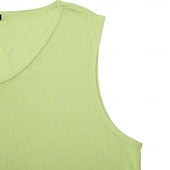 preiswerte Fitness Tank-Tops-Herren Tanktop aus Leinen Ärmelloses Shirt Unterhemd Ärmellos V Ausschnitt Sommer Einfach Mode Basic Böhmische Schlank Weich Strand Urlaub Alltagstauglich Schwarz Weiß Blau Top T-Shirt für Herren