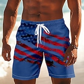  4 de julho de 2026 250º Homens Bandeira americana Calção Justo de Natação Fatos de banho Calções de banho Bermuda de Surf Cintura Média Patriótico Diário Feriado Bolsos laterais Forro de malha