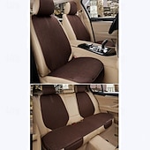  Universal 7pcs Car Seat Covers Full Set, Breathable Linen Front and Rear Seat Cushions with Backrest Protectors, Airbag Compatible Seat Pad for Most Cars, SUV, Truck, Storage Pockets