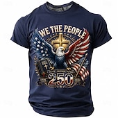 abordables Camisetas Patrióticas 250-4 de julio de 2026, 250 aniversario Hombre Águila Bandera de EE. UU. Camiseta Manga Corta Camiseta Impresión 3D Cuello Barco Camisa Patriótico Diario Festival Azul Piscina Negro Blanco Verano