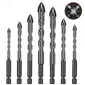 cheap Drill Bit Set-7Pcs Tungsten Carbide Drill Bits, Tungsten Carbide Tip, Hex Shank, Non-Slip Design, Suitable for Glass, Concrete, Brick, Wood, Plastic, Ceramic Tile, Mirror Drilling