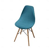 abordables Funda para silla de comedor-Funda elástica de sarga para silla, funda elástica con respaldo festoneado para silla de comedor.