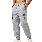 economico Pantaloni cargo-Per uomo Pantaloni Cargo Joggers Pantaloni Coulisse Elastico in vita Multi-tasche Tinta unica Antivento Comodità Quotidiano All'aperto Ferie Streetwear Elegante Cachi Nero Inelastico