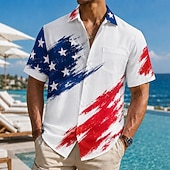  2026 250° Camicia con bandiera americana da uomo camicia estiva a maniche corte patriottica quotidiana streetwear estate primavera con colletto stampa 3D un taschino bottoni blu rosso 1 rosso blu