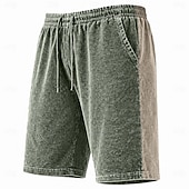 cheap Casual Shorts-Men's Shorts Summer Shorts Casual Shorts Acid Wash Shorts Pocket Elastic Waist Color Block Solid Washed Comfort Breathable Knee Length Casual Outdoor Beach Vacation Fashion Black Khaki Micro-elastic