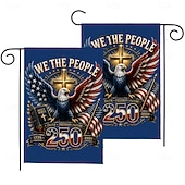 cheap Garden Flag-2PCS 250th Anniversary USA Flag Double Sided Outdoor Patriotic Garden Flag with Statue of Liberty, 4th of July Decorations for US 250th Celebration, USA Merchandise, Commemorative 1776-2026