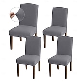 abordables Funda para silla de comedor-Fundas para sillas de comedor de 4/6 piezas, ajustables, elásticas y universales, tipo Parsons, con protectores de asiento extraíbles y lavables a máquina.