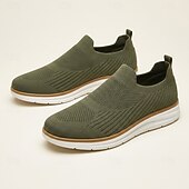 abordables Baskets Décontractées-Baskets basses en maille olive pour homme, légères, respirantes et confortables, idéales pour la marche, au quotidien, en voyage, pour les trajets domicile-travail et les sorties du week-end.