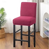cheap Dining Chair Cover-Stretch Polar Fleece Short Back Chair Cover - Elastic Bar Stool Slipcover for Counter Height Chairs, Soft Washable Dust-Proof Seat Protector