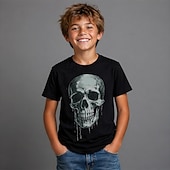  Băieți 3D Grafic Cranii Tricou 3D Fără manșon Manșon scurt Tipărire 3D Primăvară Punk Copii 4-12 ani Zilnic Fit regulat