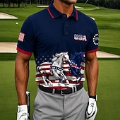  2026 250º Camisetas Polo Masculinas Americanas com a Bandeira dos EUA Camisas de Golfe Esportivas Manga Curta Camisas Polo Camisas com Gola Casual Athleisure Uso Diário Impressão em 3D Botões Malha