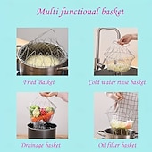 ieftine Ustensile Bucătărie &amp; Gadget-uri-1/2 buc strecurătoare pentru prăjit din oțel inoxidabil, coș de prăjit pliabil pentru uz casnic, coș de plasă filtrantă multifuncțională pentru bucătărie