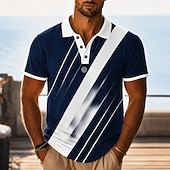  4. Juli 2026 250. Herren Geometrisch Poloshirts Kurzarm Polo-Shirts Hemden mit Kragen Lässig Athleisure 3D-Druck Knöpfe Atmungsaktives Gewebe Frühling & Sommer Rote Marineblau Armeegrün