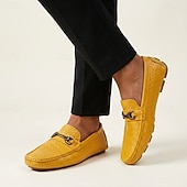 cheap Casual Loafers-Men's Yellow Croc-Embossed Bit Loafers Slip-On Lightweight Smart Casual Dress Shoes Gentleman Footwear for Parties, Banquets, Driving and Everyday Stylish Wear