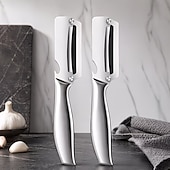 cheap Fruit &amp; Vegetable Tools-1/2pcs Stainless Steel Fruit Peeler Knives, Easy &amp; Effortless Sugarcane, Pineapple &amp; Melon Peeling, Ergonomic Handle, Sharp Forged Blades, Kitchen Essential Gadget