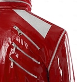 preiswerte Herrenkostüme-Popstar der 80er Sänger Kostüm mit roter Jacke Ausgefallene Kostüme Musik- und Bühnenikonen Retro Vintage 1980er for Herren Erwachsene Halloween Karneval Buchwoche Party Leistung Symphonie der