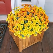  Margaritas artificiales para decoración exterior, 6 ramos de flores artificiales para macetas exteriores, flores de seda resistentes a los rayos UV para la puerta principal, el porche y el patio.