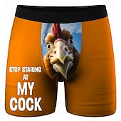  Men's Rooster Chick Funny Slang Stretchy Boxer Briefs Swimming Trunks Boxer Swim Shorts Funny Casual Home Beach Vacation Wear Elastic Waistband Moisture-Wicking Breathable Underwear Designer Clothing