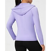 cheap Women's Shirt-Women's Solid Colored Workout Shirt Tennis Sports Jacket Long Sleeve Zipper Pocket Quick Dry Lightweight Moisture Wicking Breathable Tennis Golf Pickleball Hooded Jacket Black Pink Navy Blue Tennis