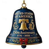 abordables Articles de fête-Lot de 2 cloches commémoratives du 250e anniversaire des États-Unis (1776-2026), décoration patriotique pour sapin de Noël, souvenir du semi-quincentenaire des États-Unis, coffret cadeau de Noël en