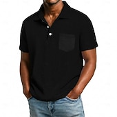 cheap Men's Classic Polo-Men's Golf Shirt Waffle Knit Polo Shirt Casual Business Classic Short Sleeve Fashion Modern Solid Color Plain Buttons Summer Spring All Seasons Regular Fit White Light Green Burgundy Navy Blue Dark