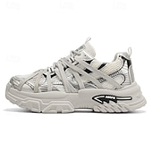 cheap Casual Sneakers-Men's White Outdoor Sneakers Lightweight Breathable Lace-Up Comfort Walking Shoes for Travel, Hiking, Daily Wear and Weekend Adventures