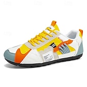 voordelige Casual Veterschoenen-Lage sneakers met kleurblokken voor heren, casual wandelschoenen met vetersluiting, retro sportstijl voor op reis, buitenactiviteiten en dagelijks gebruik.